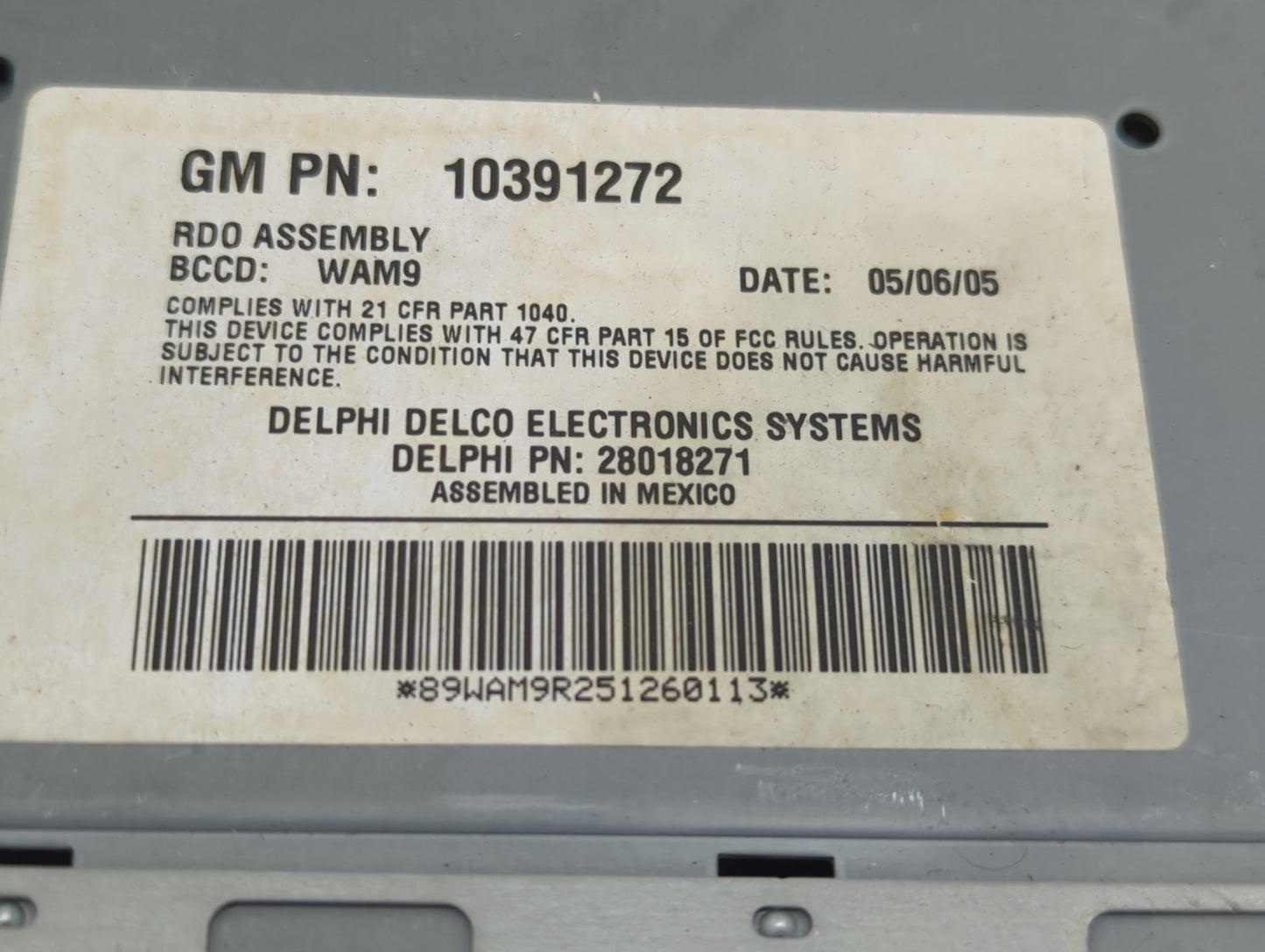 2005-2007 Buick Lacrosse Radio AM FM Cd Player Receiver Replacement P/N:10391272 Fits Fits 2005 2006 2007 OEM Used Auto Part