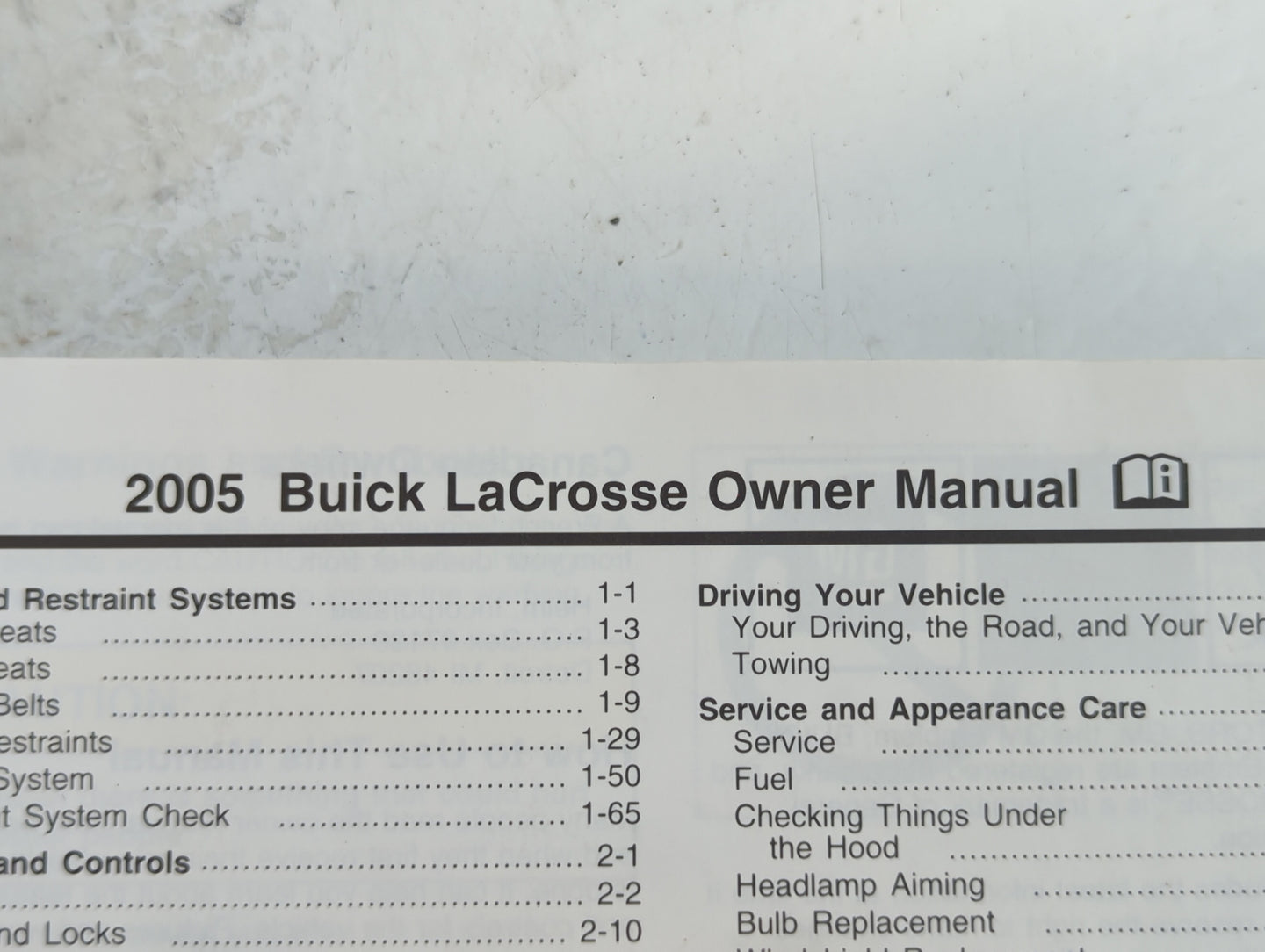 2005 Buick Lacrosse Owners Manual Book Guide OEM Used Auto Parts - Oemusedautoparts1.com