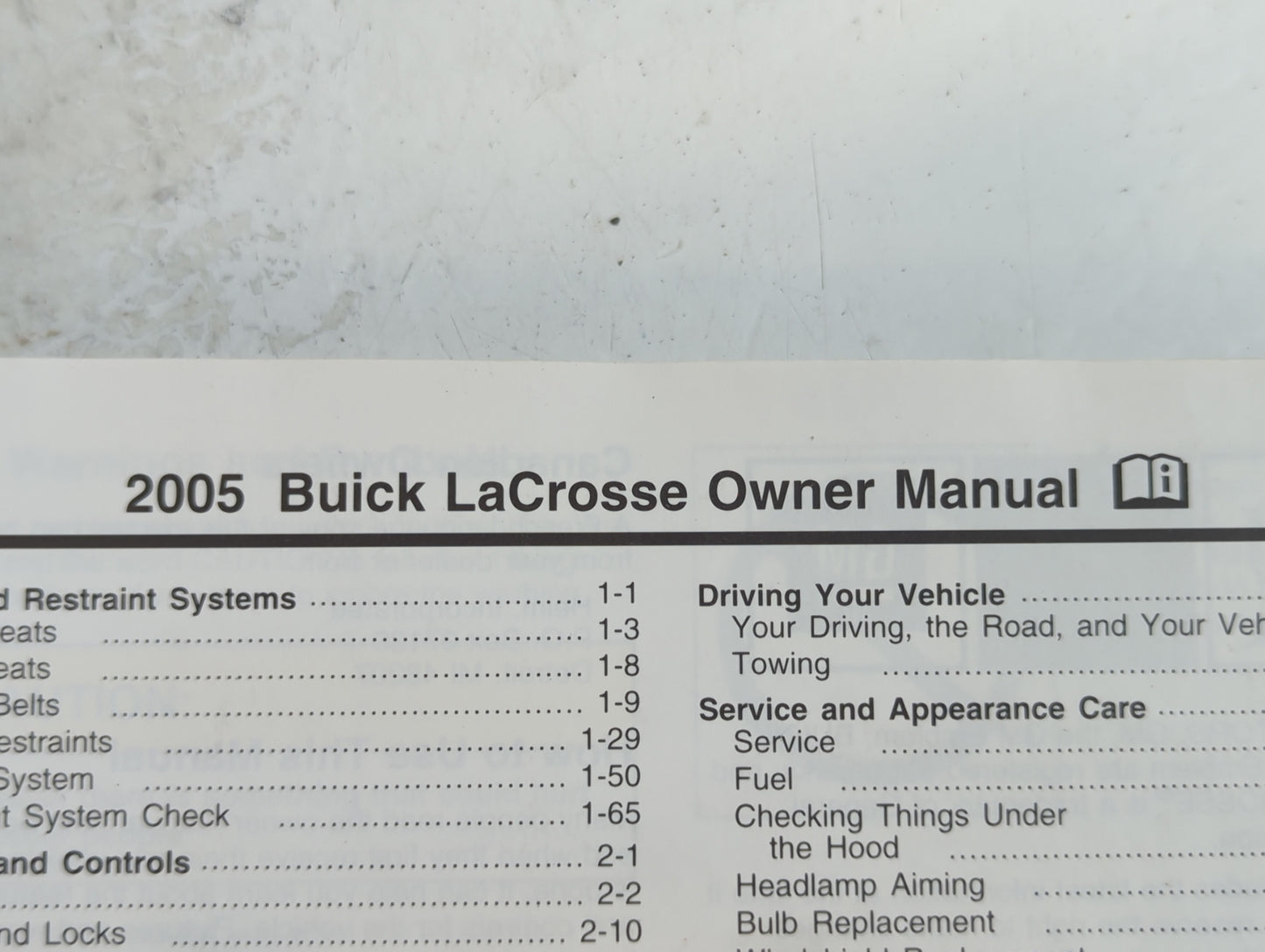 2005 Buick Lacrosse Owners Manual Book Guide OEM Used Auto Parts - Oemusedautoparts1.com