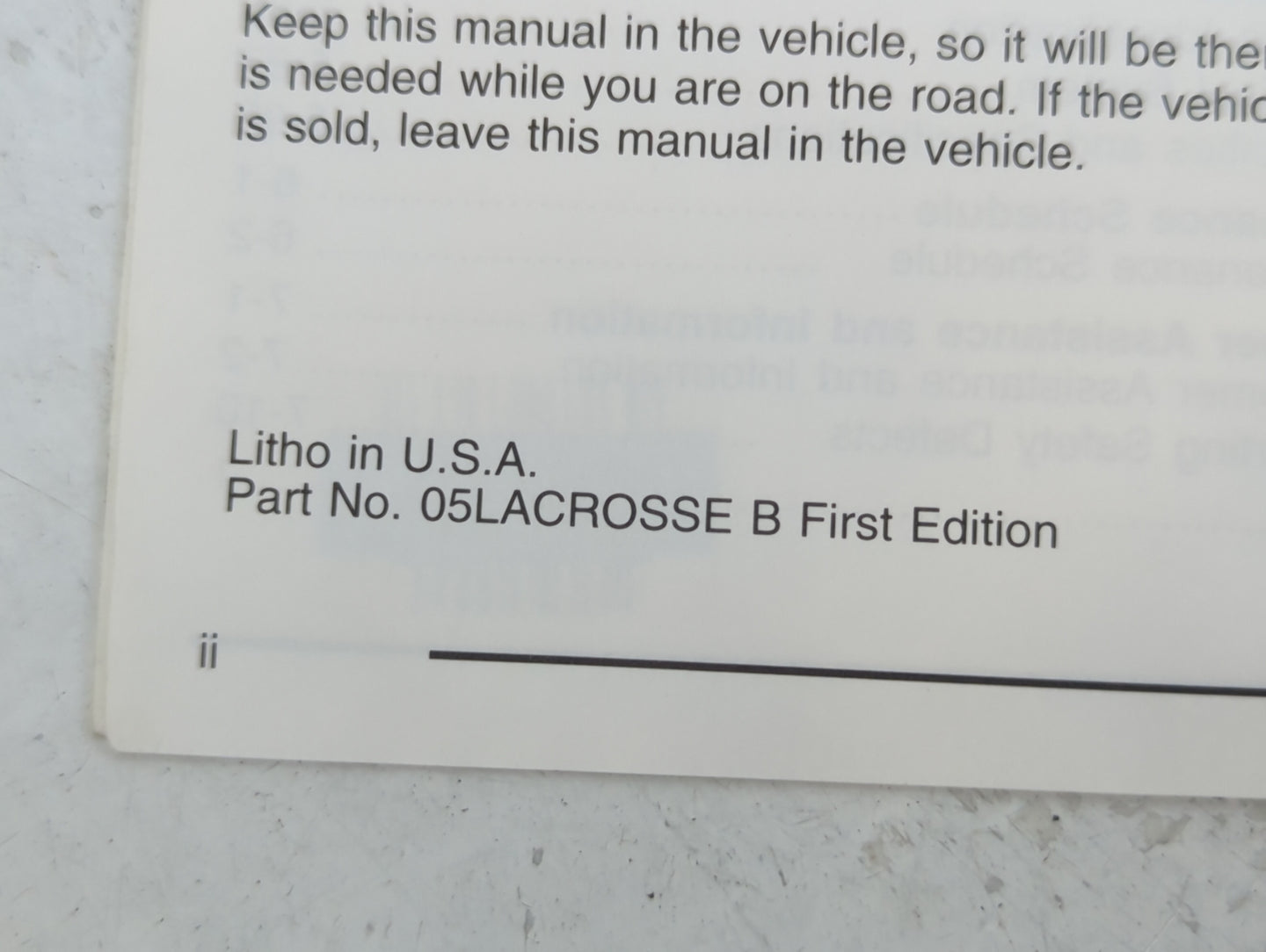 2005 Buick Lacrosse Owners Manual Book Guide OEM Used Auto Parts - Oemusedautoparts1.com