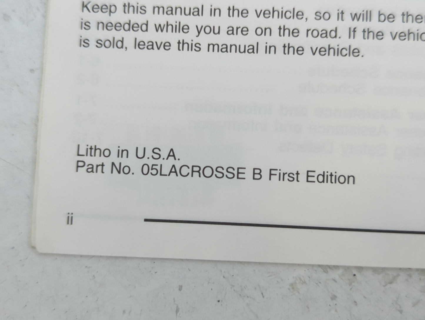 2005 Buick Lacrosse Owners Manual Book Guide OEM Used Auto Parts - Oemusedautoparts1.com