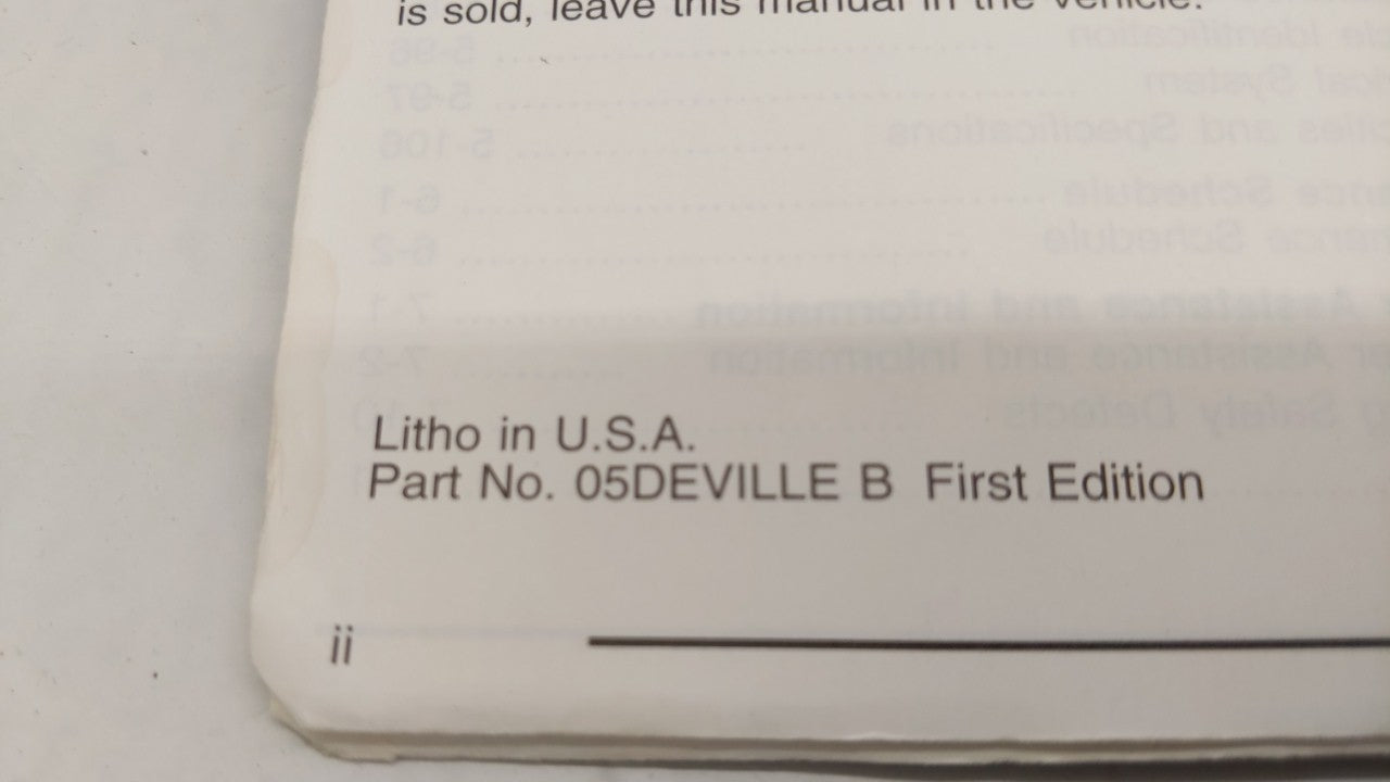 2005 Cadillac Deville Owners Manual Book Guide OEM Used Auto Parts - Oemusedautoparts1.com