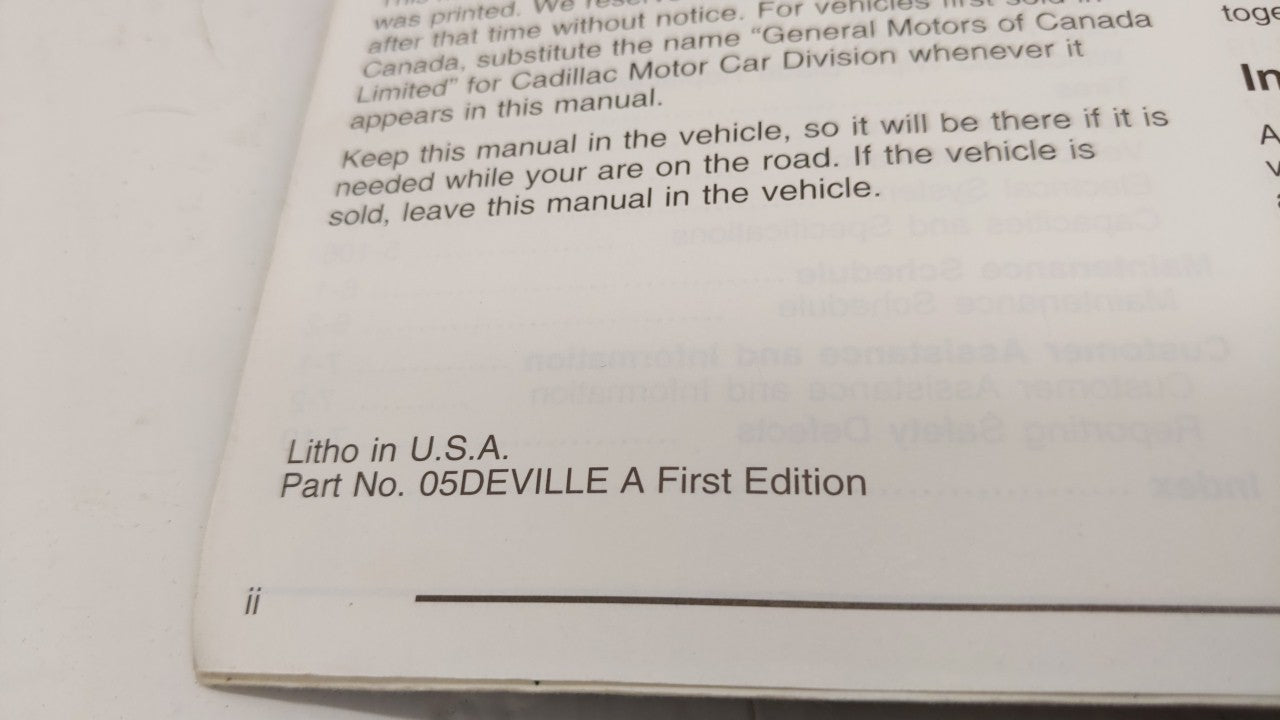 2005 Cadillac Deville Owners Manual Book Guide OEM Used Auto Parts - Oemusedautoparts1.com
