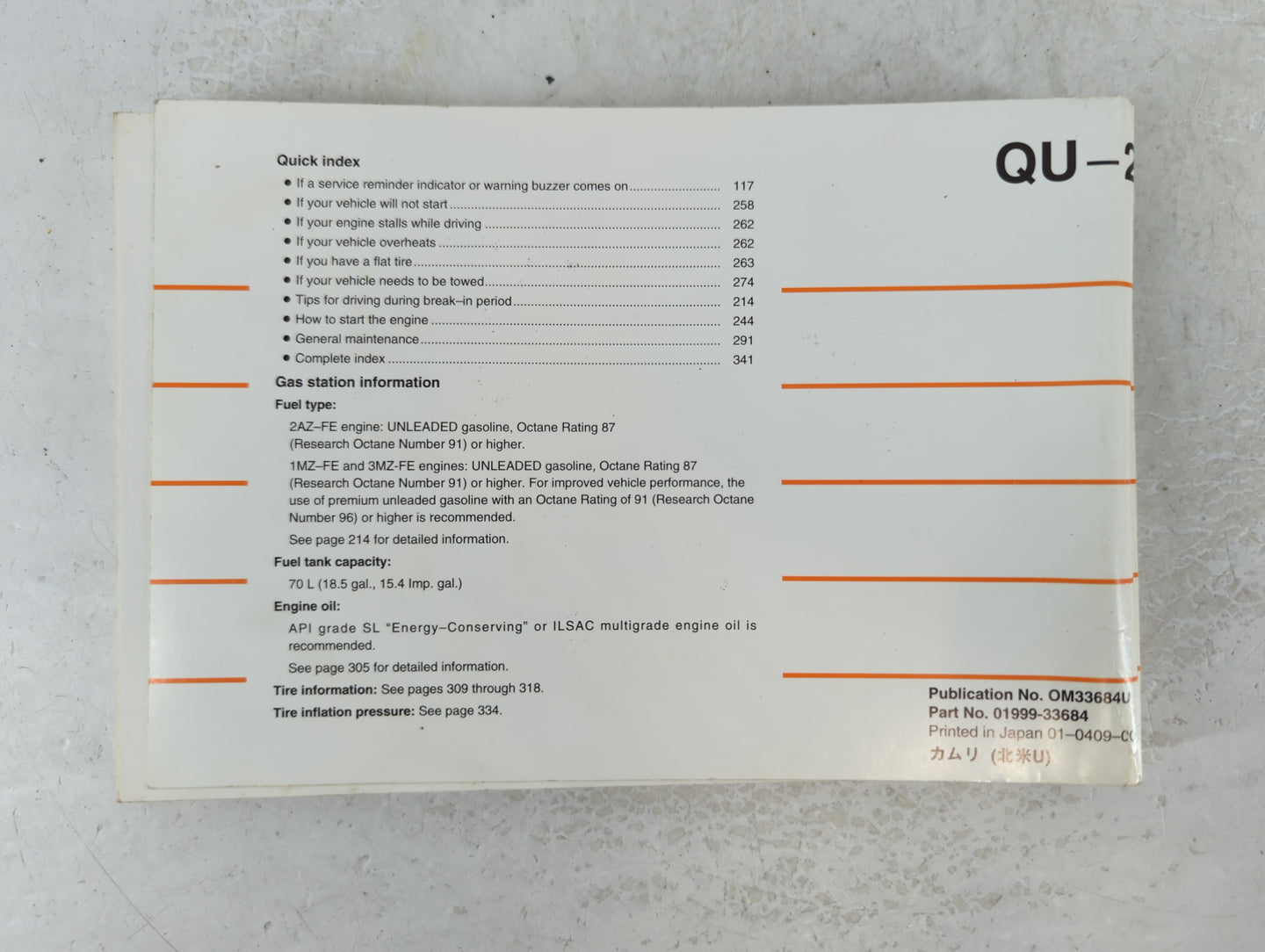 2005 Chevrolet Camaro Owners Manual Book Guide P/N:01999-33684 OEM Used Auto Parts - Oemusedautoparts1.com