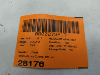 compare product 2004 Chevrolet Colorado Passenger Right Oem Head Light Headlight Lamp