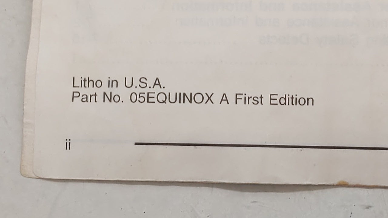 2005 Chevrolet Equinox Owners Manual Book Guide OEM Used Auto Parts - Oemusedautoparts1.com