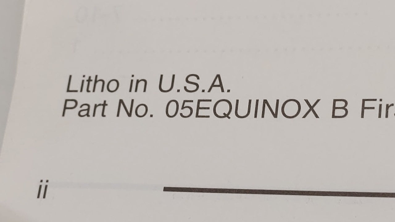 2005 Chevrolet Equinox Owners Manual Book Guide OEM Used Auto Parts - Oemusedautoparts1.com