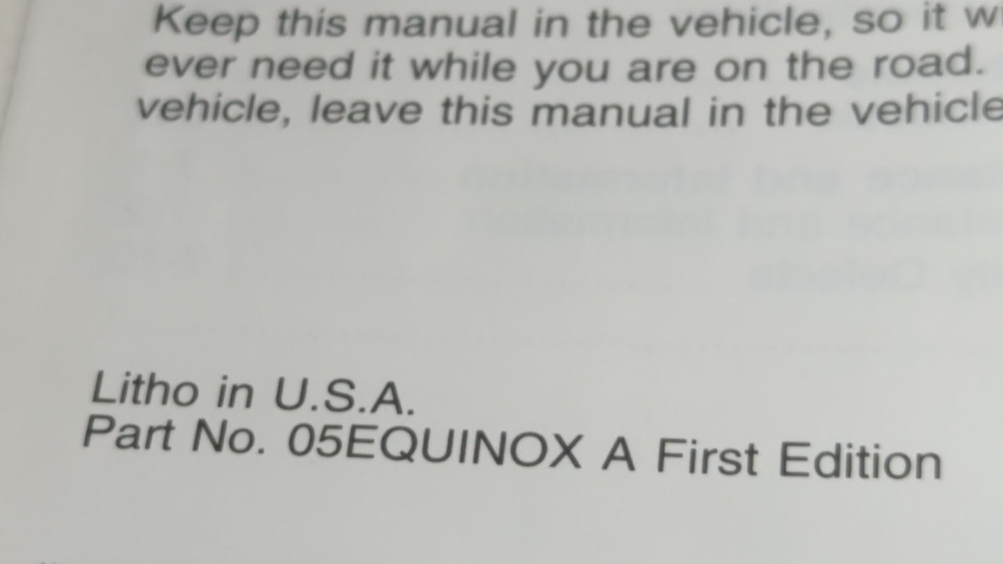 2005 Chevrolet Equinox Owners Manual Book Guide OEM Used Auto Parts - Oemusedautoparts1.com