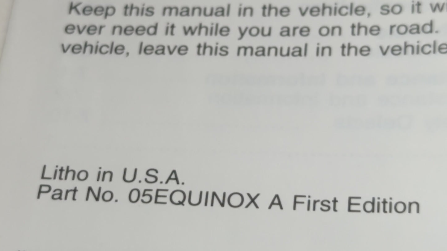 2005 Chevrolet Equinox Owners Manual Book Guide OEM Used Auto Parts - Oemusedautoparts1.com