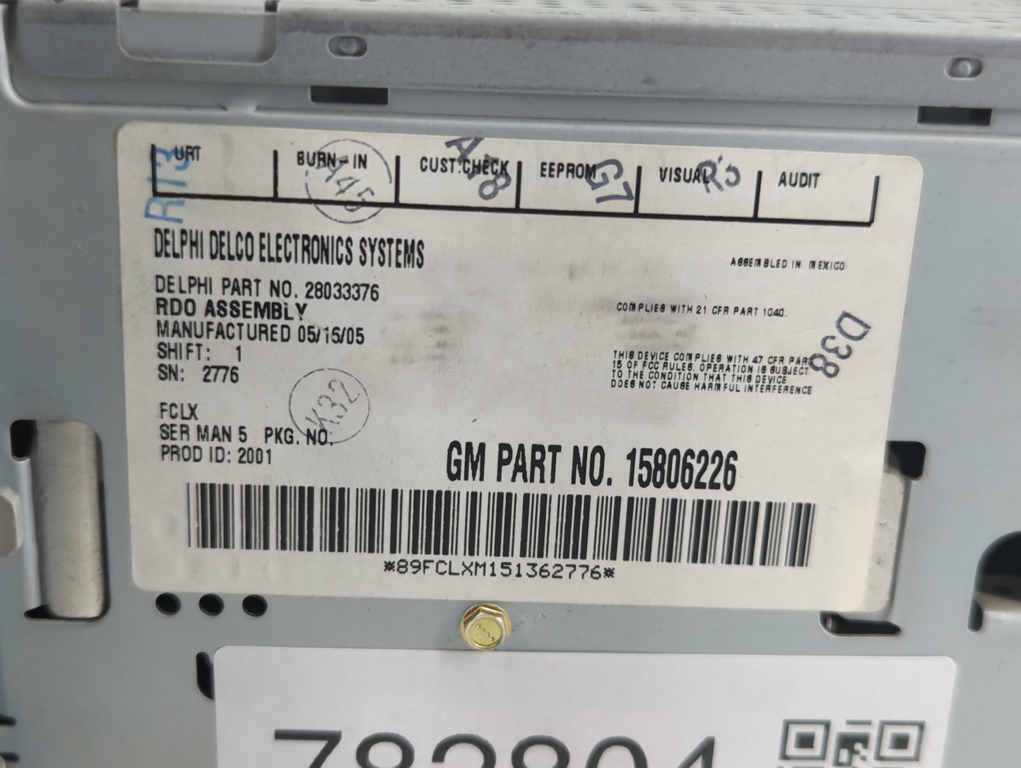 2005 Chevrolet Equinox Radio AM FM Cd Player Receiver Replacement P/N:15806226 Fits OEM Used Auto Parts - Oemusedautoparts1.