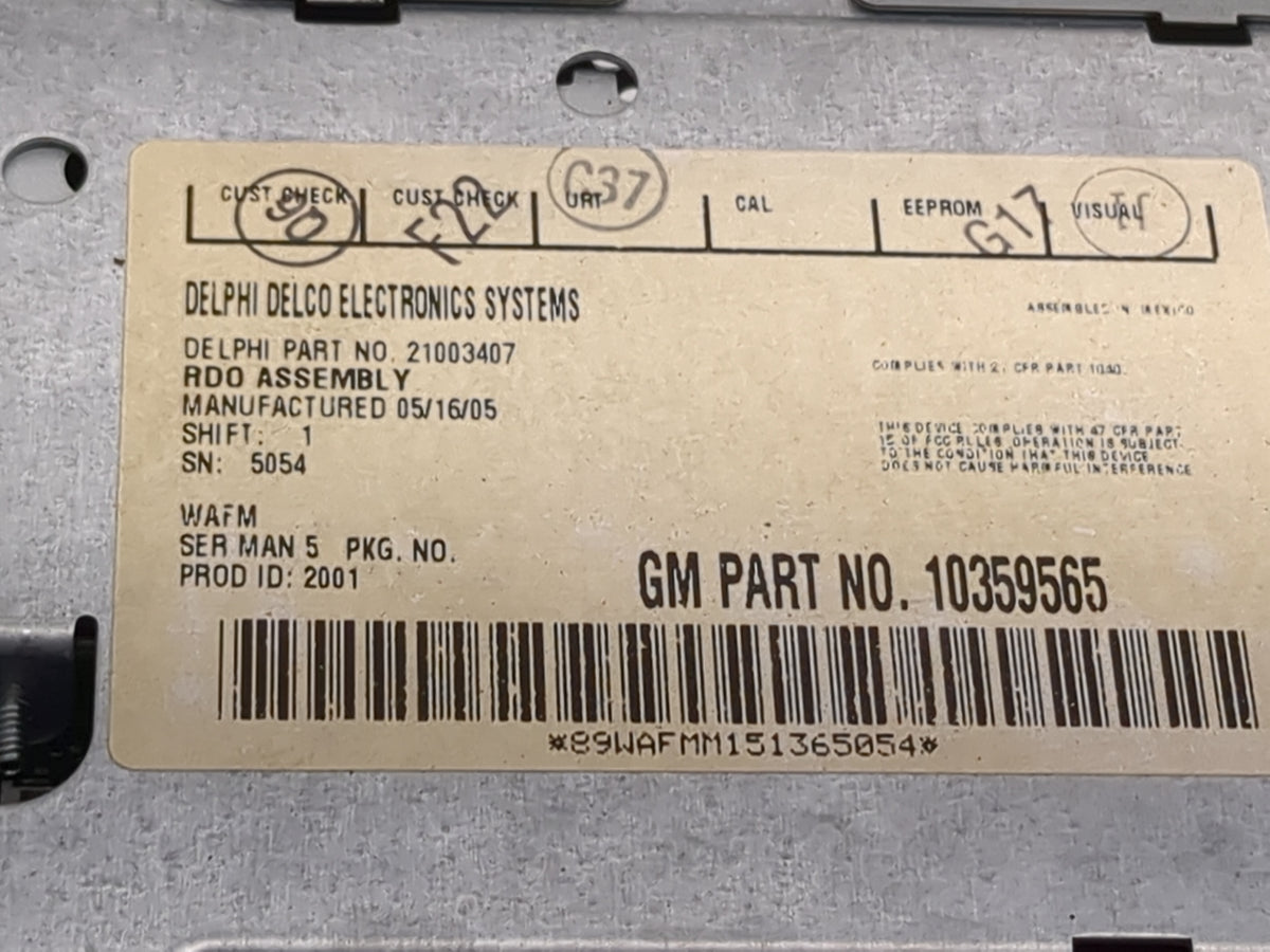 2002-2005 Chevrolet Trailblazer Ext Radio AM FM Cd Player Receiver Replacement P/N:10359565 21003407 Fits Fits 2002 2003 200