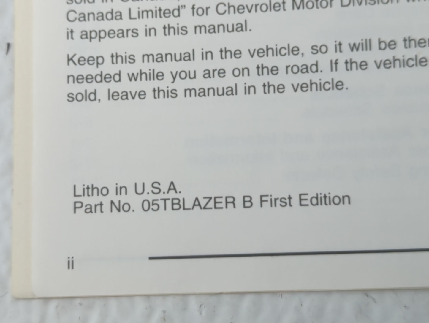 2005 Chevrolet Trailblazer Ext Owners Manual Book Guide P/N:05TBLAZER B OEM Used Auto Parts - Oemusedautoparts1.com