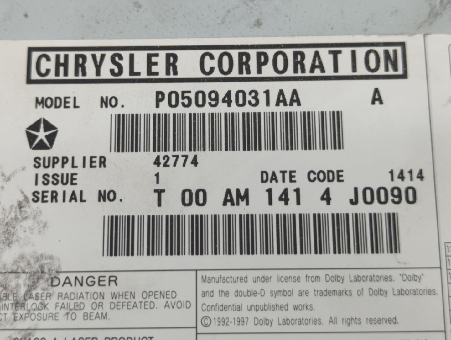 2004-2008 Chrysler Pacifica Information Display Screen - Oemusedautoparts1.com