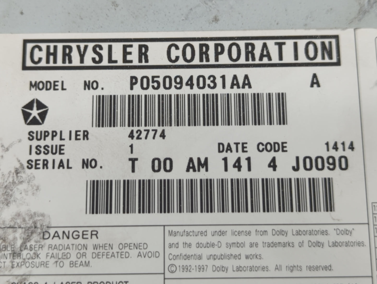 2004-2008 Chrysler Pacifica Information Display Screen - Oemusedautoparts1.com