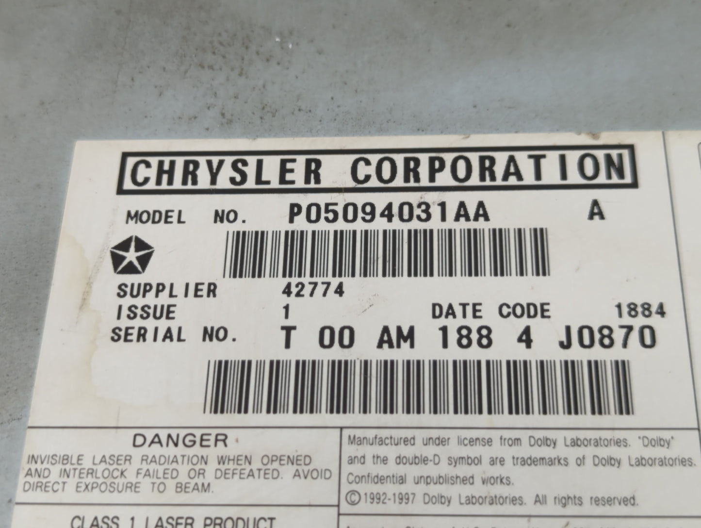 2004-2008 Chrysler Pacifica Information Display Screen - Oemusedautoparts1.com