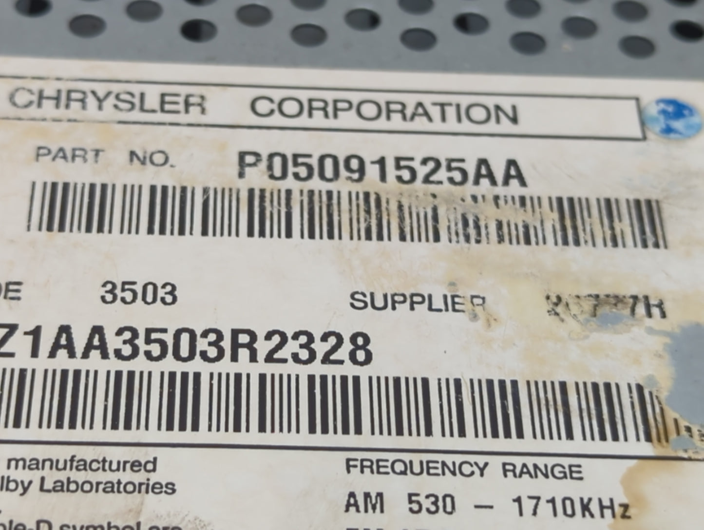 2003-2007 Dodge Caravan Radio AM FM Cd Player Receiver Replacement P/N:P05091525AA Fits Fits 2002 2003 2004 2005 2006 2007 O