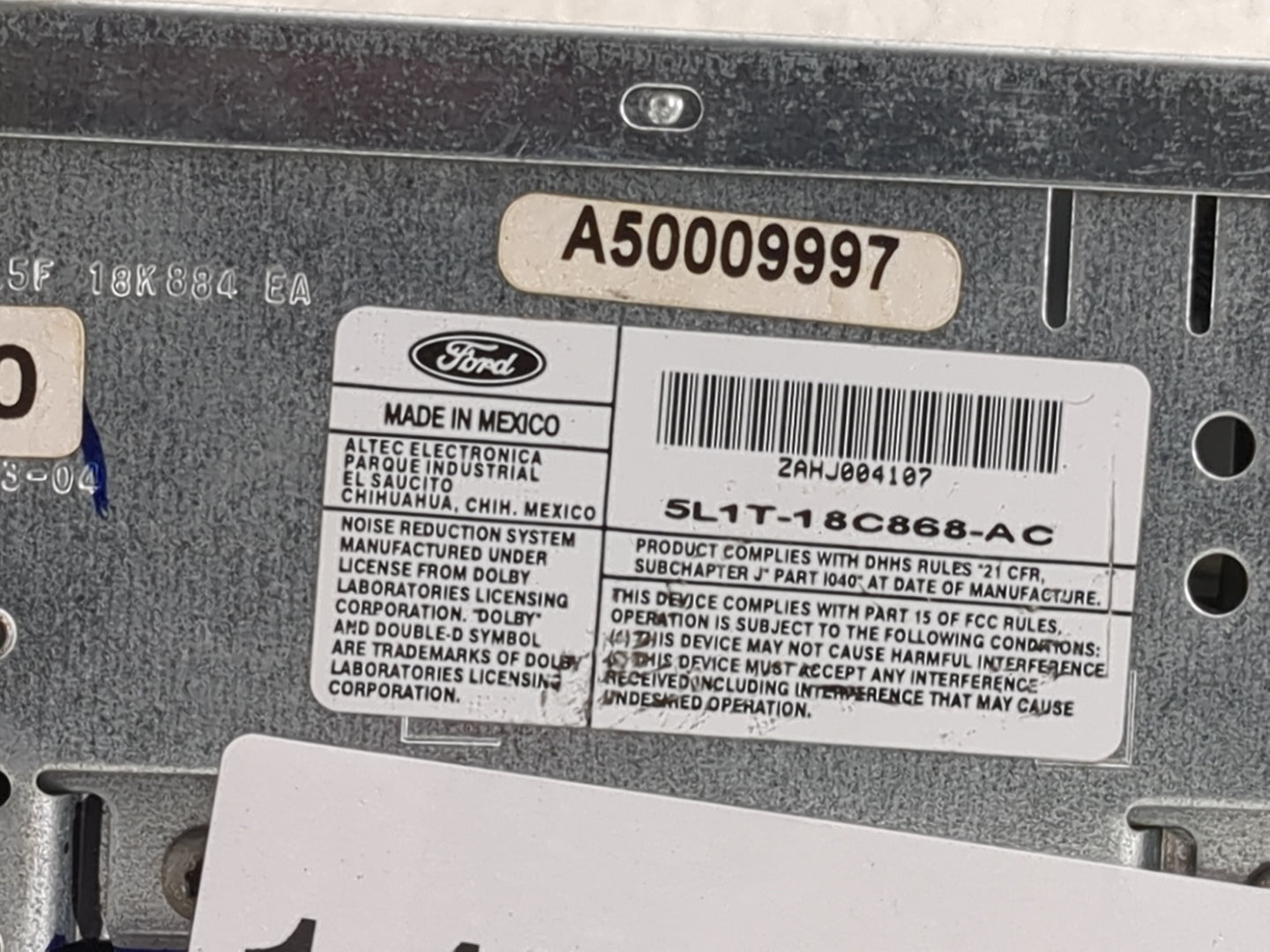 2005 Ford Expedition Radio AM FM Cd Player Receiver Replacement P/N:5L1T-18C868-AC A50009997 Fits OEM Used Auto Parts - Oemu