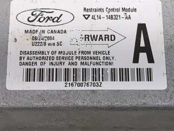 2005 Ford Expedition Srs Safety Restraint System Module 4l14-14b321-aa