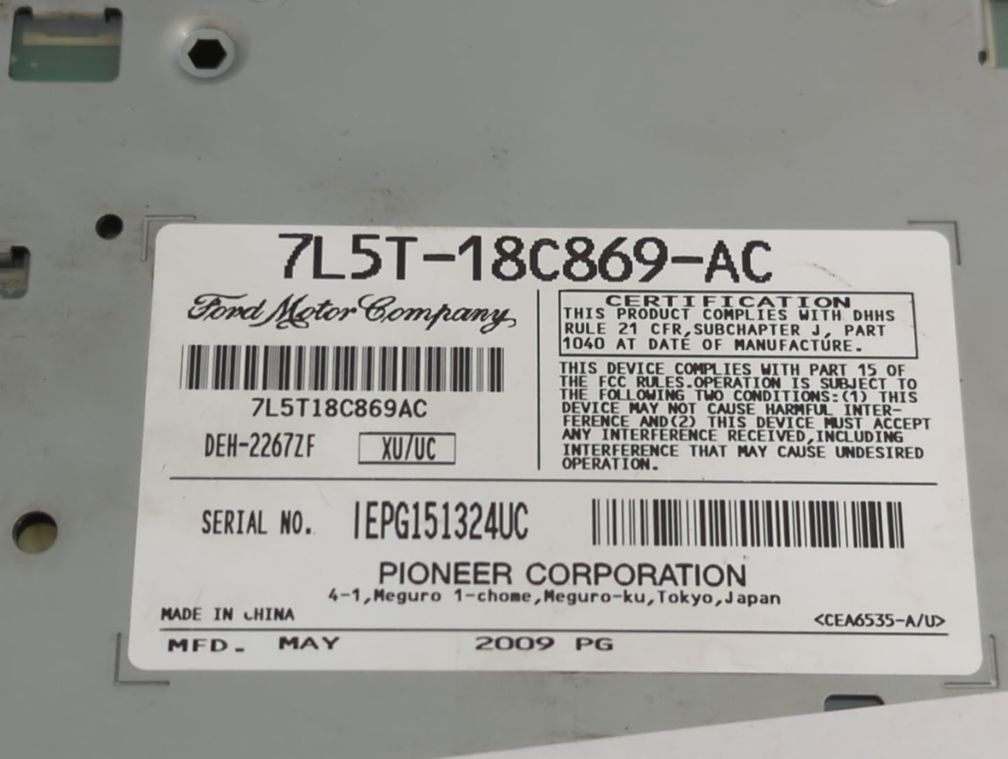 2005 Ford Explorer Sport Trac Radio AM FM Cd Player Receiver Replacement P/N:7L5T-18C869-AC Fits OEM Used Auto Parts - Oemus