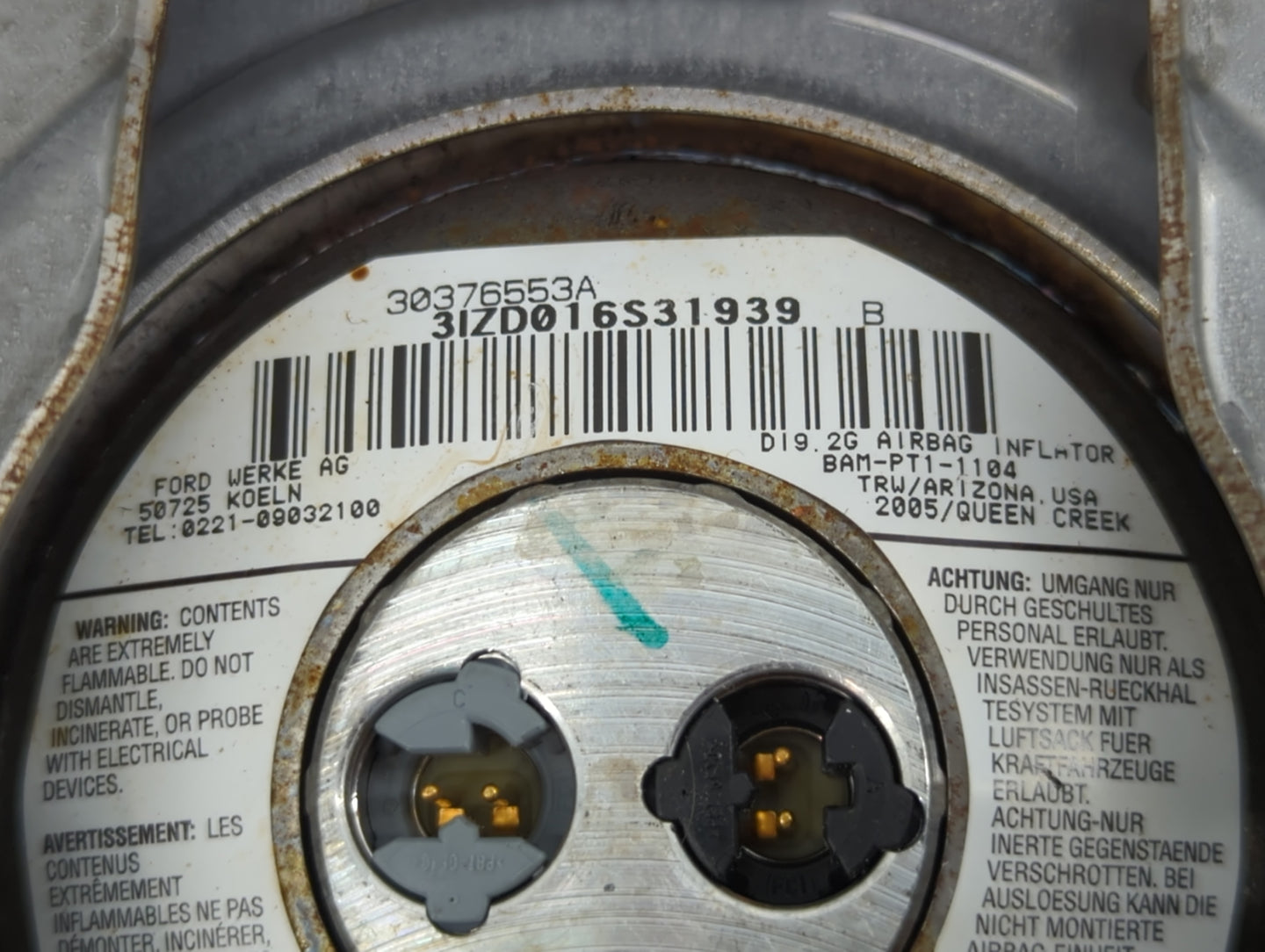 2004-2008 Ford F-150 Air Bag Driver Left Steering Wheel Mounted Grey - Oemusedautoparts1.com
