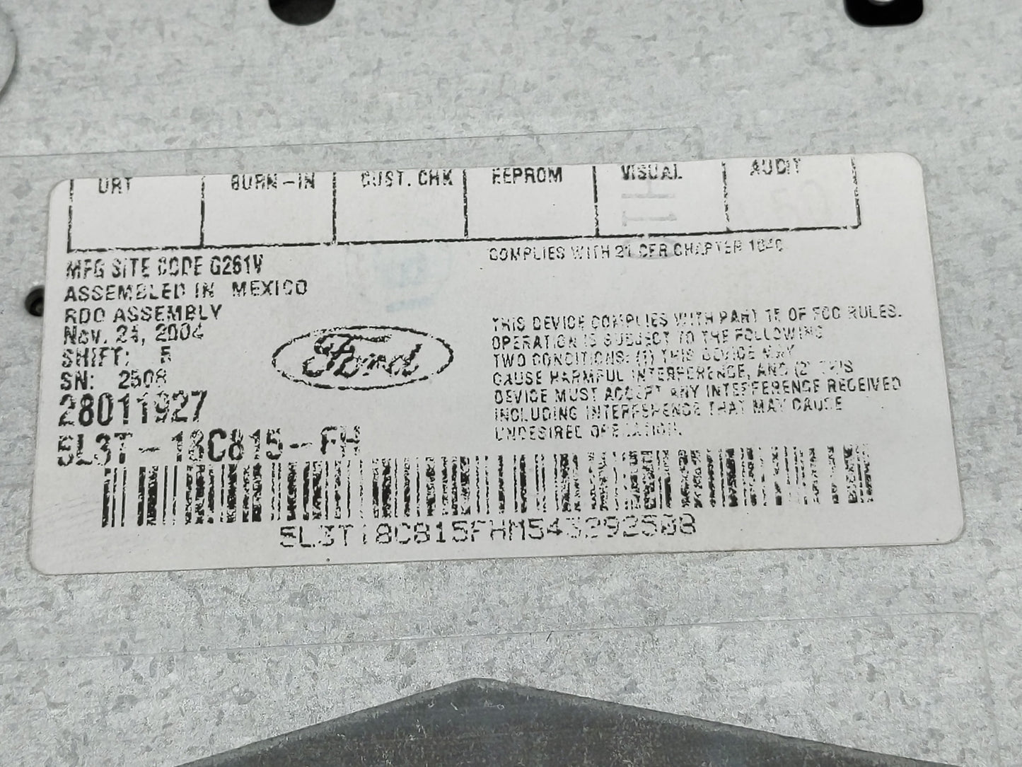 2005 Ford F-150 Radio AM FM Cd Player Receiver Replacement P/N:5L8T-18C815-FH Fits OEM Used Auto Parts - Oemusedautoparts1.c
