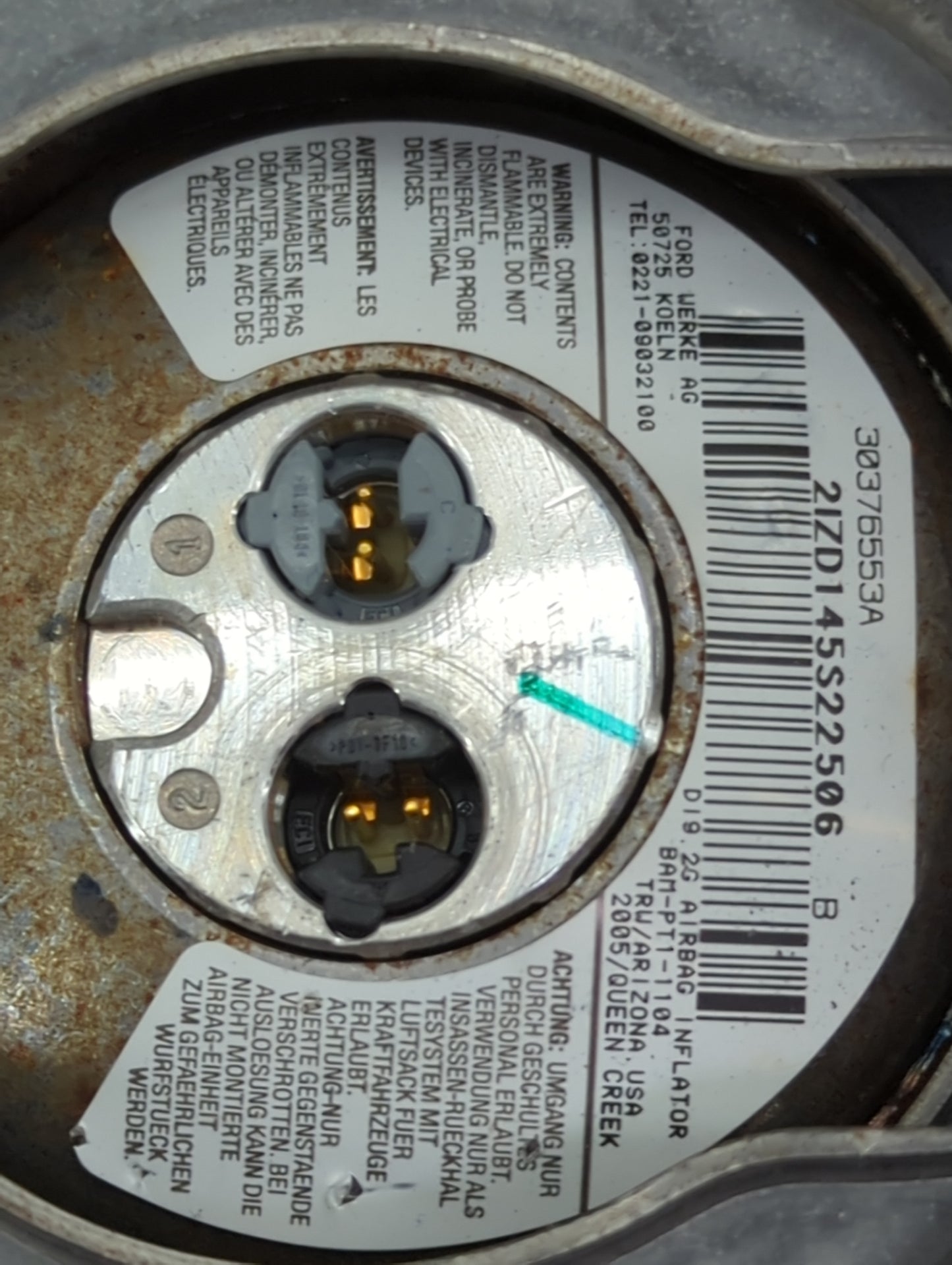 2005 Ford F-150 Air Bag Driver Left Steering Wheel Mounted P/N:5L34 15043B13 CD32NC 2IZD145S22506, 30376553A Fits OEM Used A