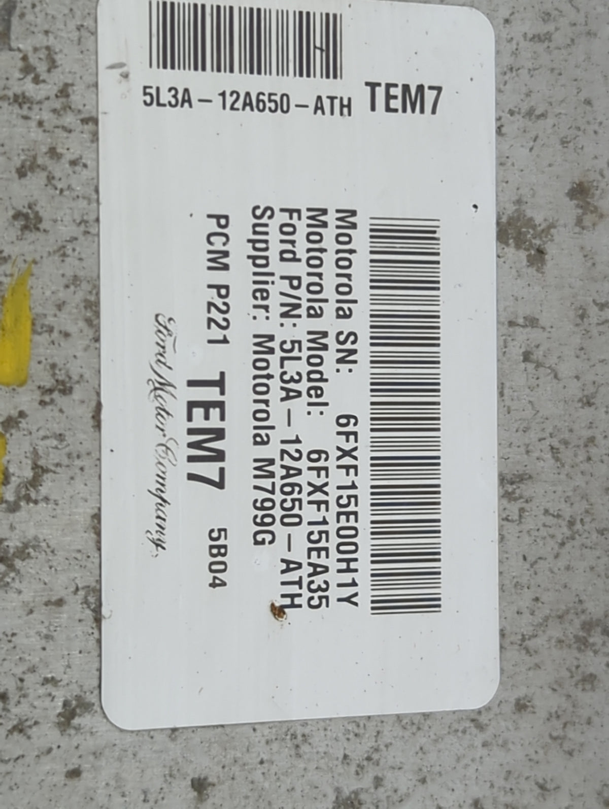 2005 Ford F150 PCM Engine Control Computer ECU ECM PCU OEM P/N:6FXF15E00H1Y 6FXF15EA35, 5L3A-12A650-ATH, M799G OEM Used Auto