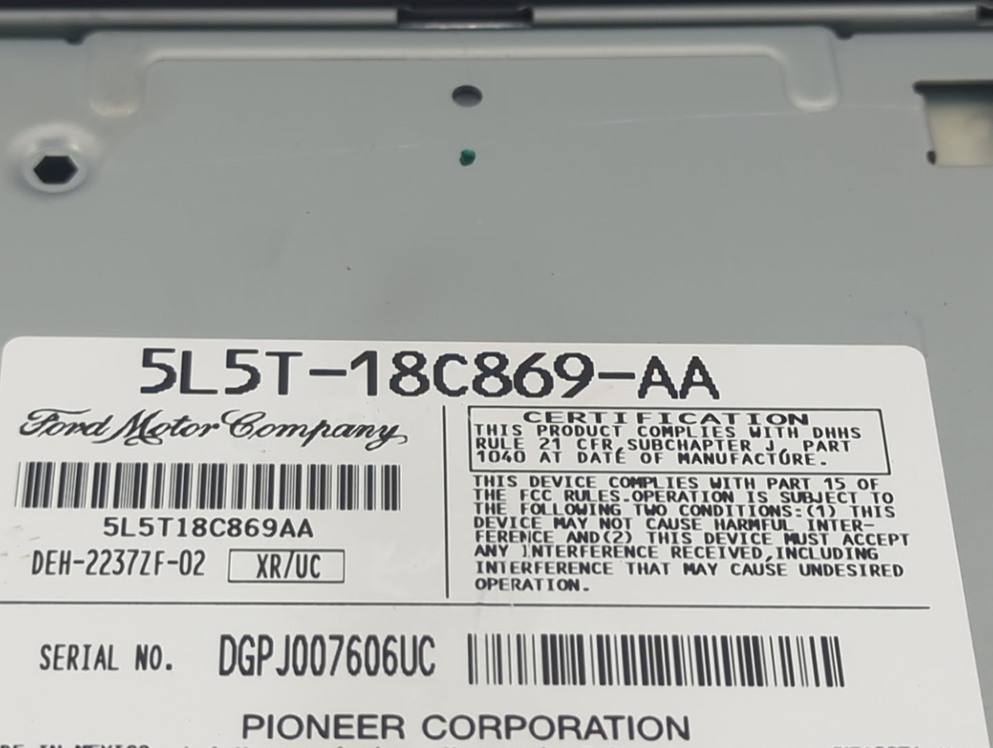 2005 Ford Ranger Radio AM FM Cd Player Receiver Replacement P/N:5L5T-18C869-AA DEH-2237ZF-02 Fits OEM Used Auto Parts - Oemu