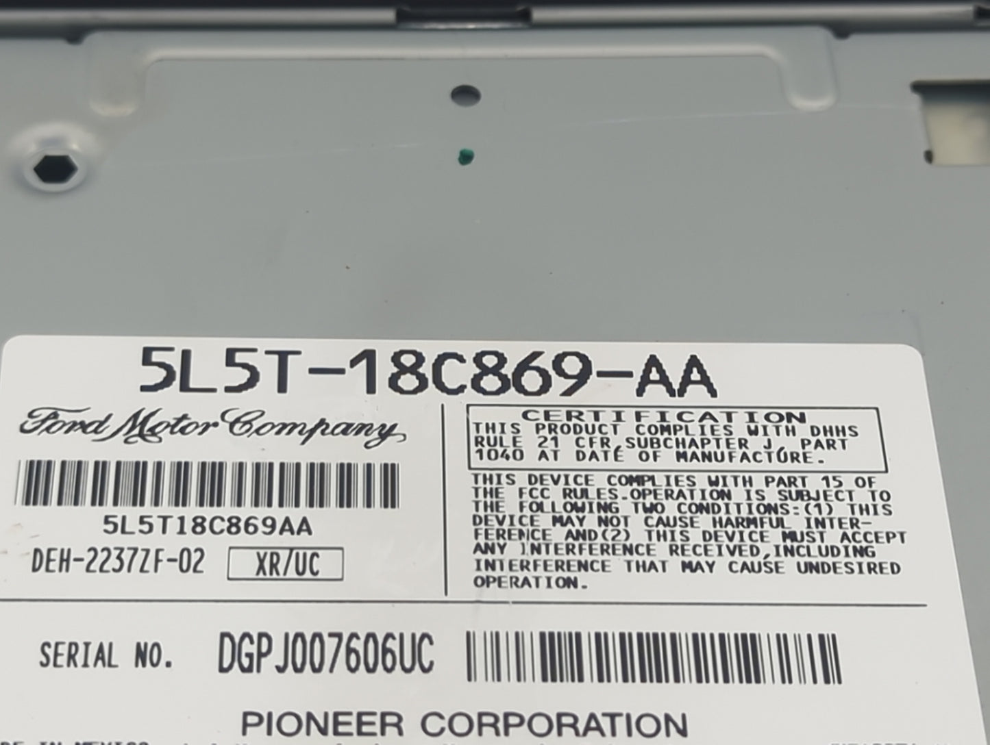 2005 Ford Ranger Radio AM FM Cd Player Receiver Replacement P/N:5L5T-18C869-AA DEH-2237ZF-02 Fits OEM Used Auto Parts - Oemu