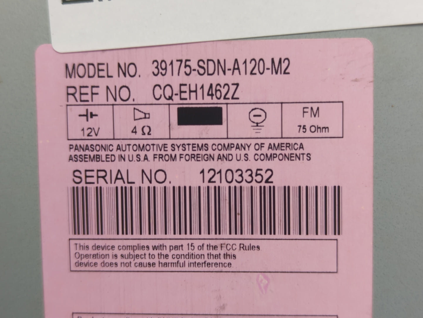 2003-2007 Honda Accord Radio AM FM Cd Player Receiver Replacement P/N:39175-SDN-A120-M2 Fits Fits 2003 2004 2005 2006 2007 O