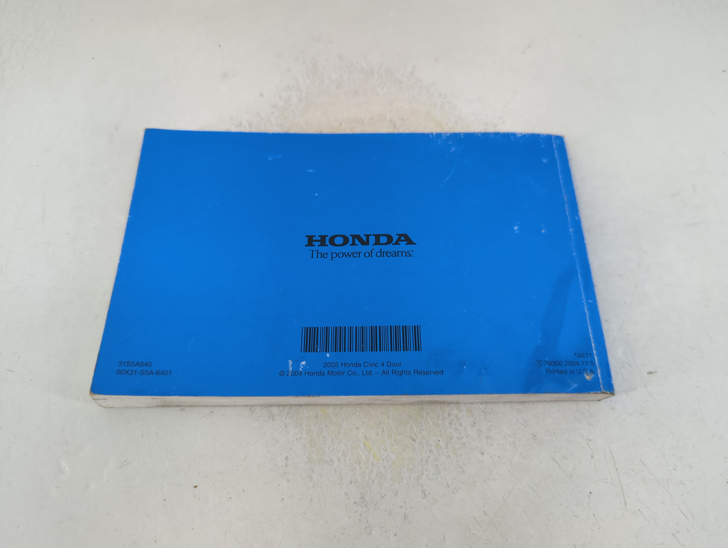 2005 Honda Civic Owners Manual Book Guide P/N:00X31-S5A-6401 OEM Used Auto Parts - Oemusedautoparts1.com