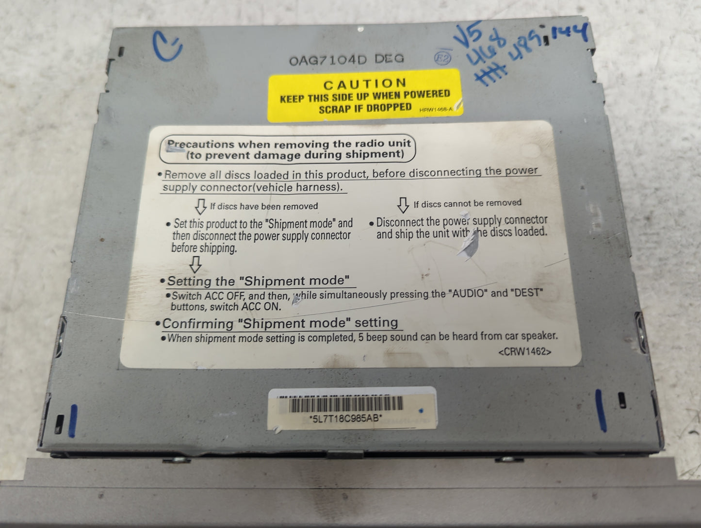 2005 Lincoln Navigator Radio AM FM Cd Player Receiver Replacement P/N:5L7T-18C985-AB 5L7T18C985AB, AVX-M6224727, 0AG7104D Fi
