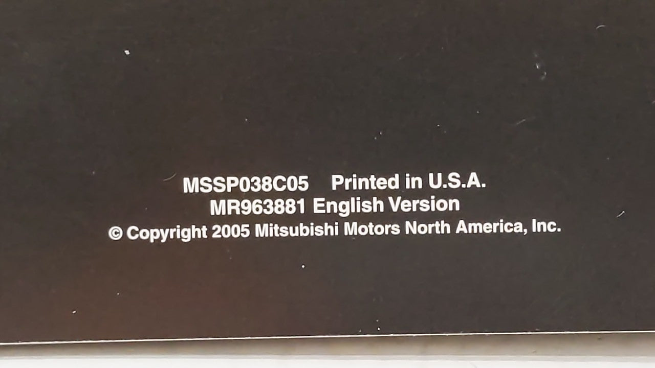 2005 Mitsubishi Endeavor Owners Manual Book Guide OEM Used Auto Parts - Oemusedautoparts1.com