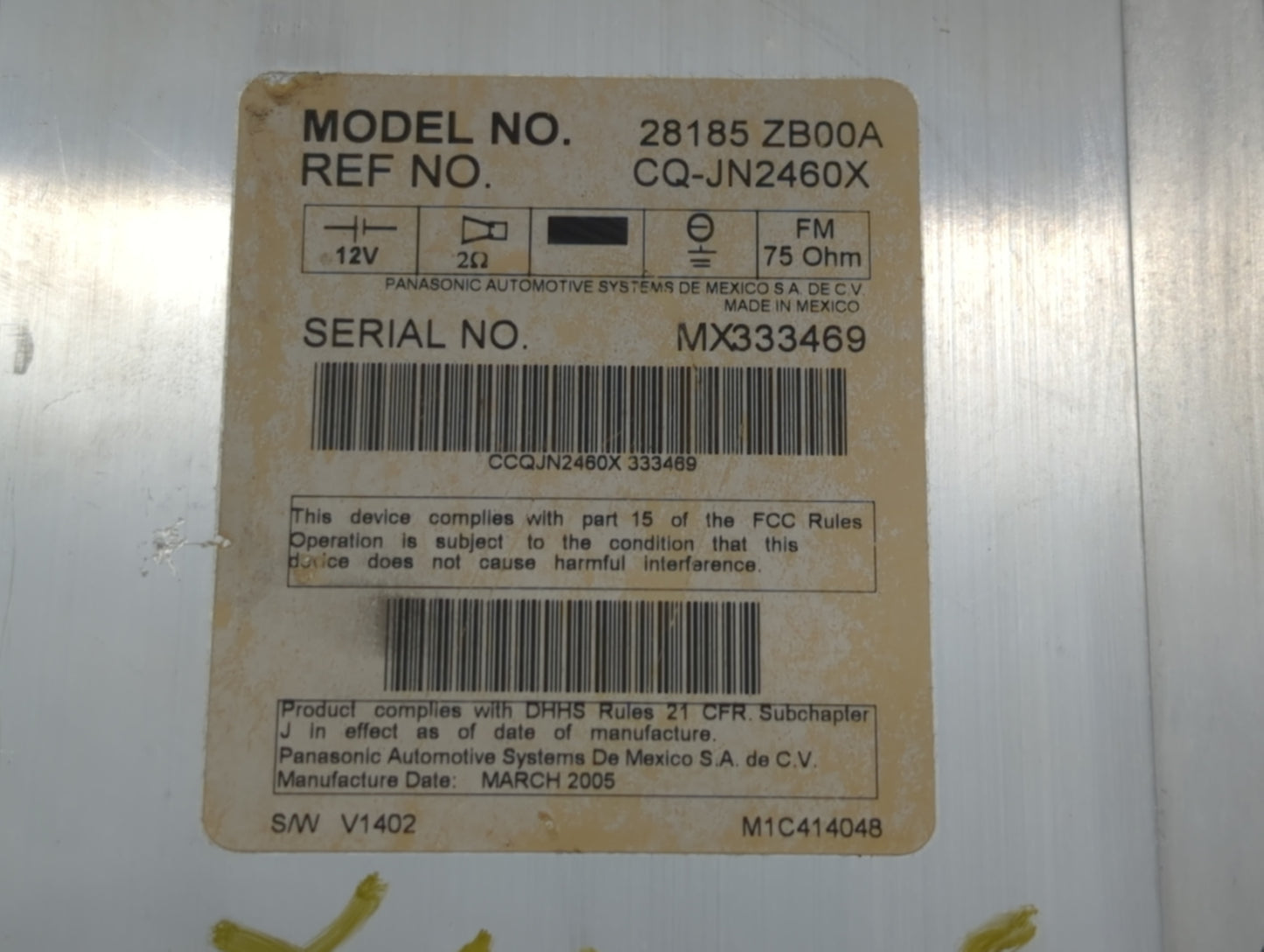 2005-2006 Nissan Altima Radio AM FM Cd Player Receiver Replacement P/N:28185 ZB00A Fits Fits 2005 2006 OEM Used Auto Parts -