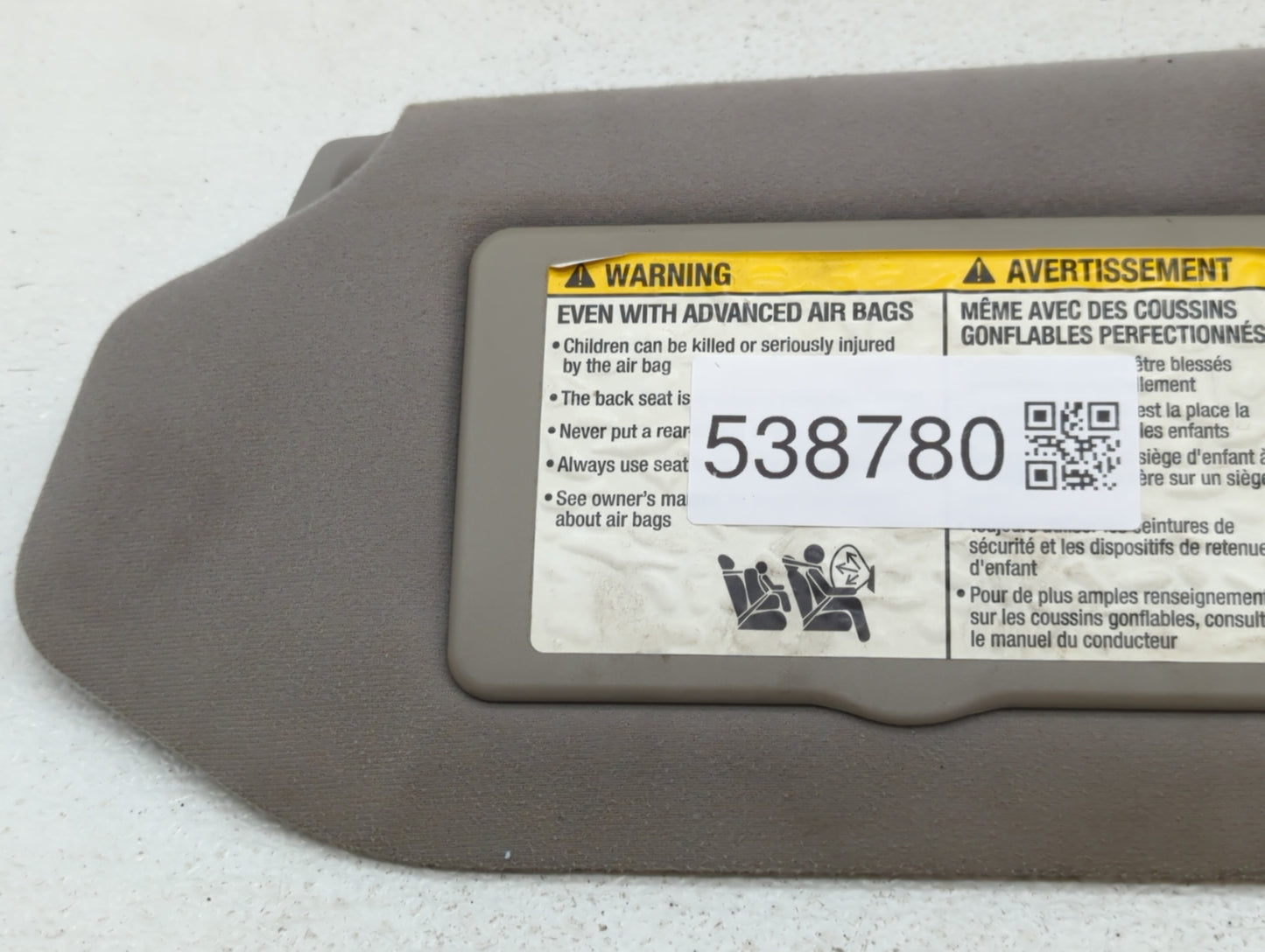 2005 Nissan Maxima Sun Visor Shade Replacement Passenger Right Mirror Fits OEM Used Auto Parts - Oemusedautoparts1.com