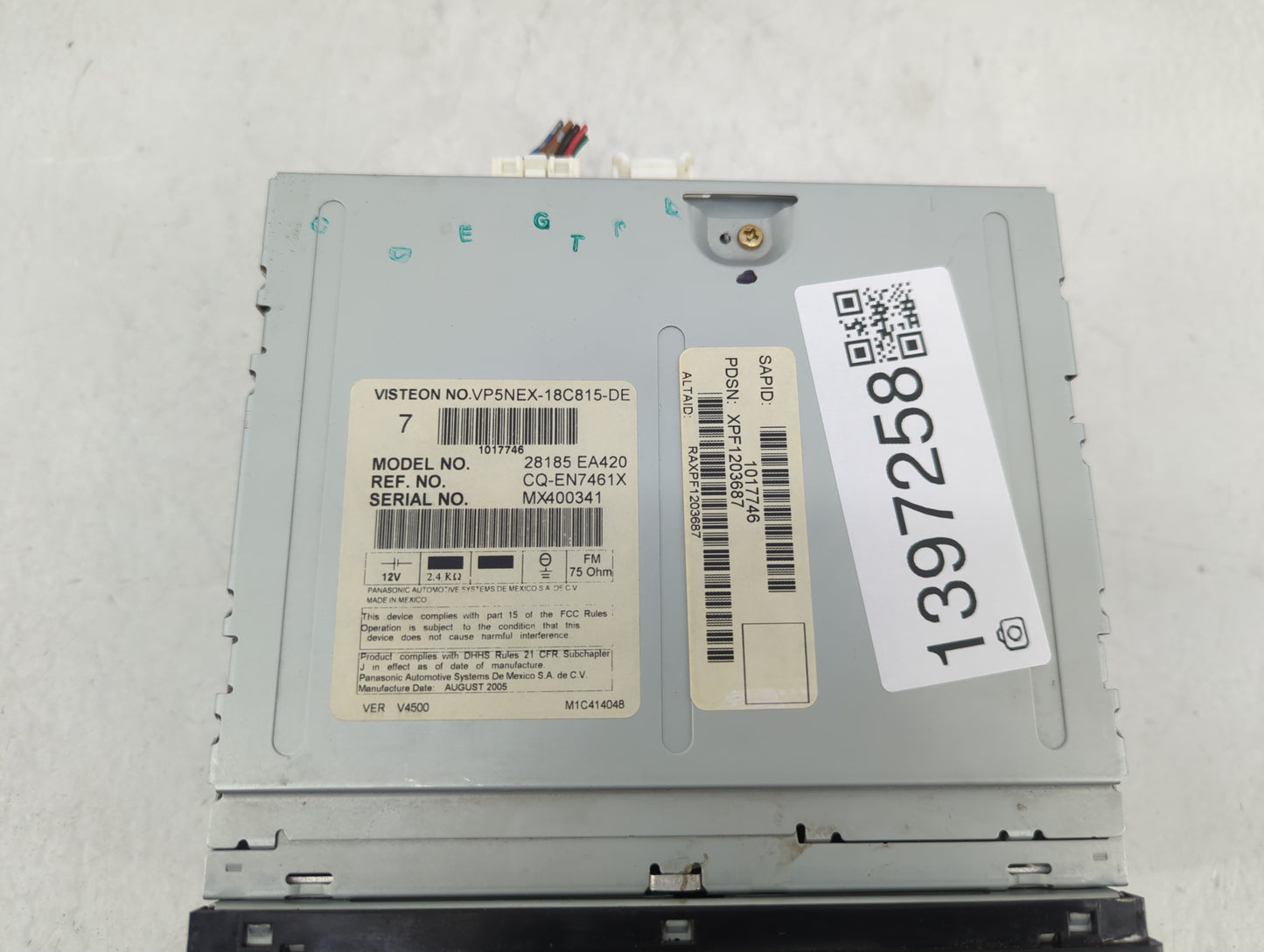 2005-2007 Nissan Pathfinder Radio AM FM Cd Player Receiver Replacement P/N:28185 EA420 Fits Fits 2005 2006 2007 OEM Used Aut