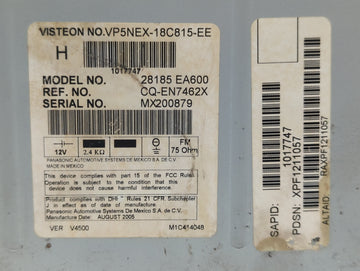 2005 Nissan Pathfinder Radio AM FM Cd Player Receiver Replacement P/N:28185 EA600 Fits OEM Used Auto Parts