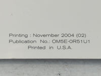 2005 Nissan Pathfinder Owners Manual Book Guide P/N:OM5E-0R51U1 OEM Used Auto Parts - Oemusedautoparts1.com