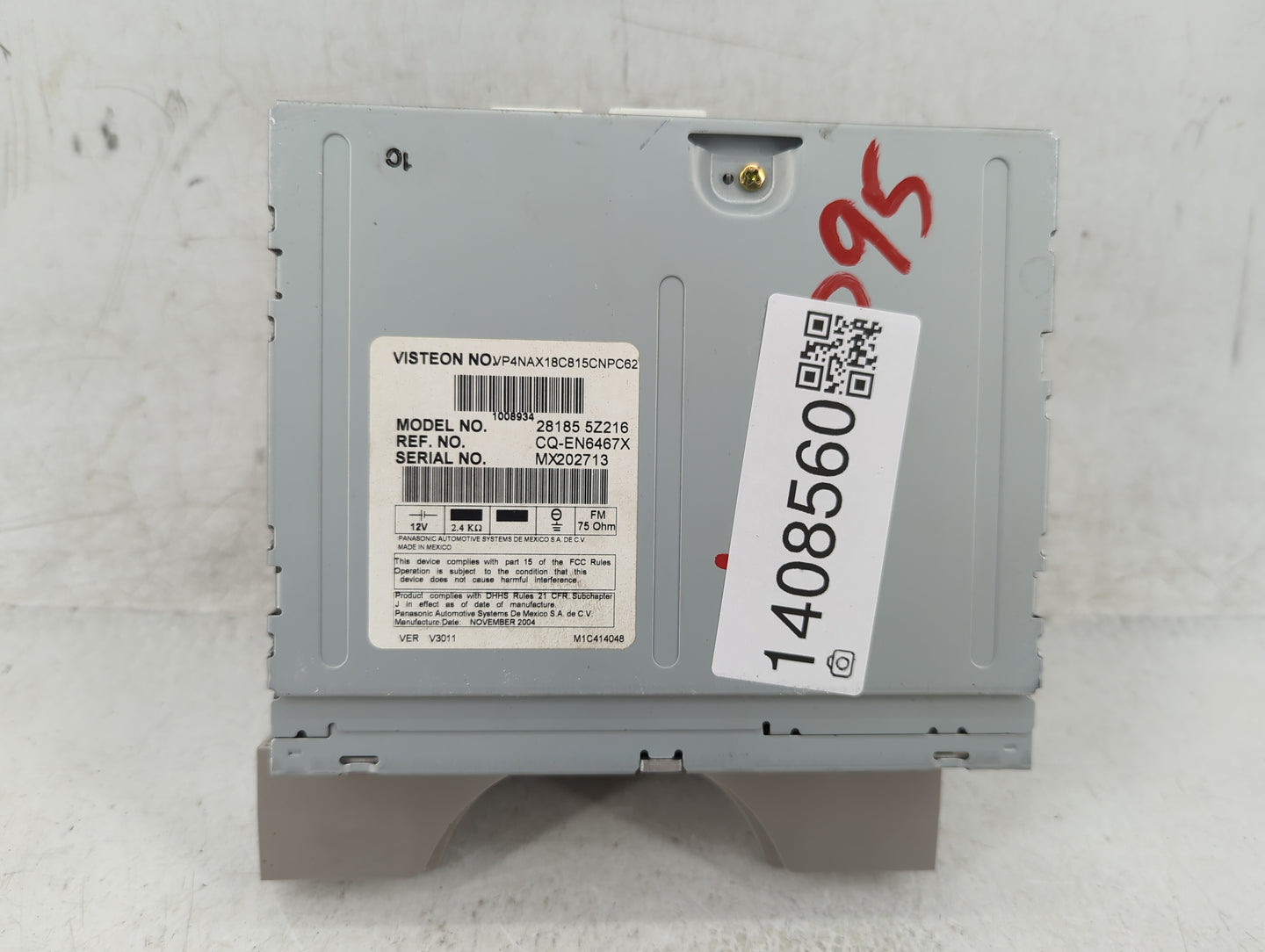 2004-2006 Nissan Quest Radio AM FM Cd Player Receiver Replacement P/N:28185-5Z216 Fits Fits 2004 2005 2006 OEM Used Auto Par
