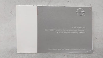 2005 Nissan Quest Owners Manual Book Guide OEM Used Auto Parts