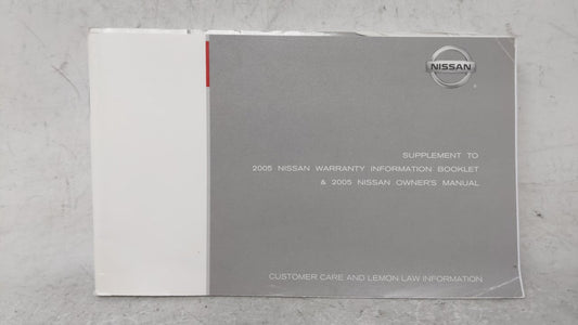 2005 Nissan Quest Owners Manual Book Guide OEM Used Auto Parts