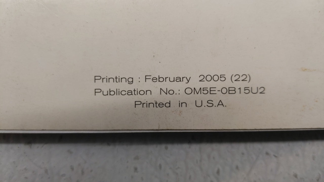 2005 Nissan Sentra Owners Manual Book Guide P/N:OM5E-0B15U2 OEM Used Auto Parts - Oemusedautoparts1.com