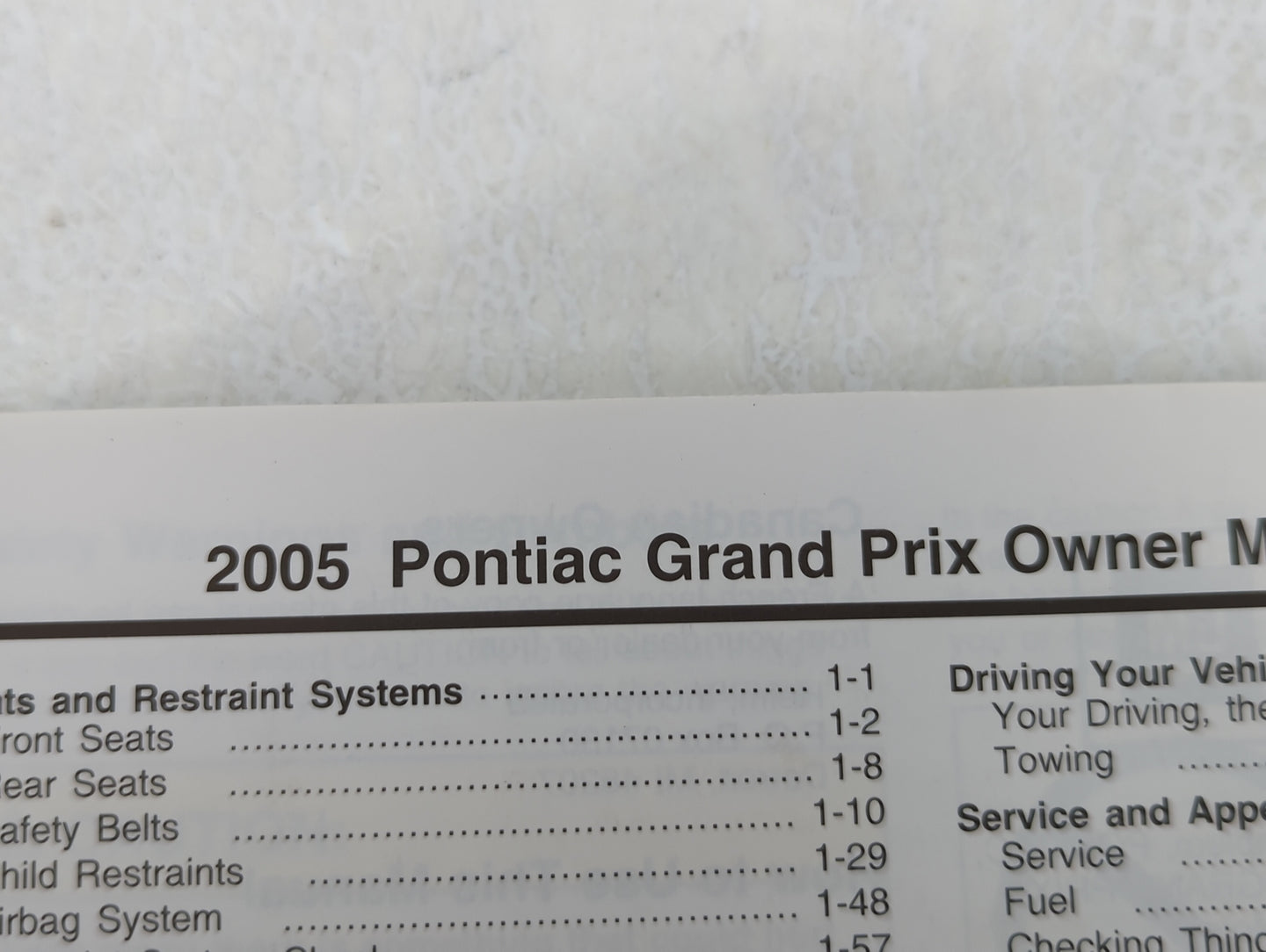 2005 Pontiac Grand Prix Owners Manual Book Guide OEM Used Auto Parts - Oemusedautoparts1.com