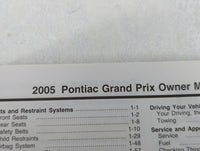 2005 Pontiac Grand Prix Owners Manual Book Guide OEM Used Auto Parts - Oemusedautoparts1.com