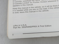 2005 Pontiac Grand Prix Owners Manual Book Guide OEM Used Auto Parts - Oemusedautoparts1.com