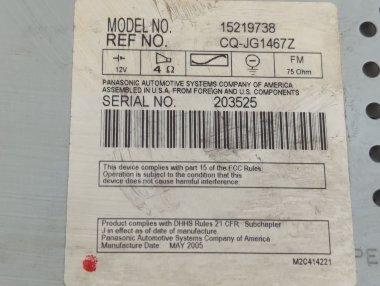 2005-2005 Saturn Ion Am Fm Cd Player Radio Receiver - Oemusedautoparts1.com
