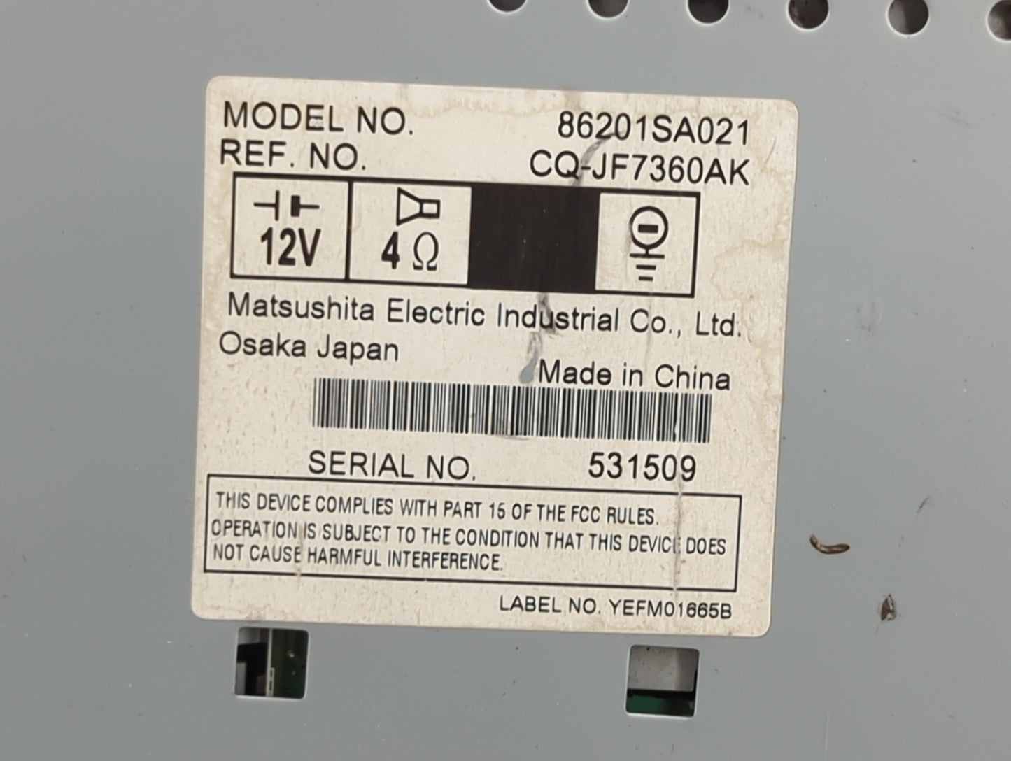2005 Subaru Forester Radio AM FM Cd Player Receiver Replacement P/N:86201SA021 Fits OEM Used Auto Parts - Oemusedautoparts1.