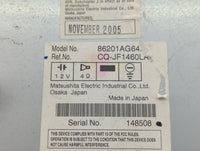 2005-2006 Subaru Legacy Radio AM FM Cd Player Receiver Replacement P/N:86201AG64 Fits Fits 2005 2006 OEM Used Auto Parts - O