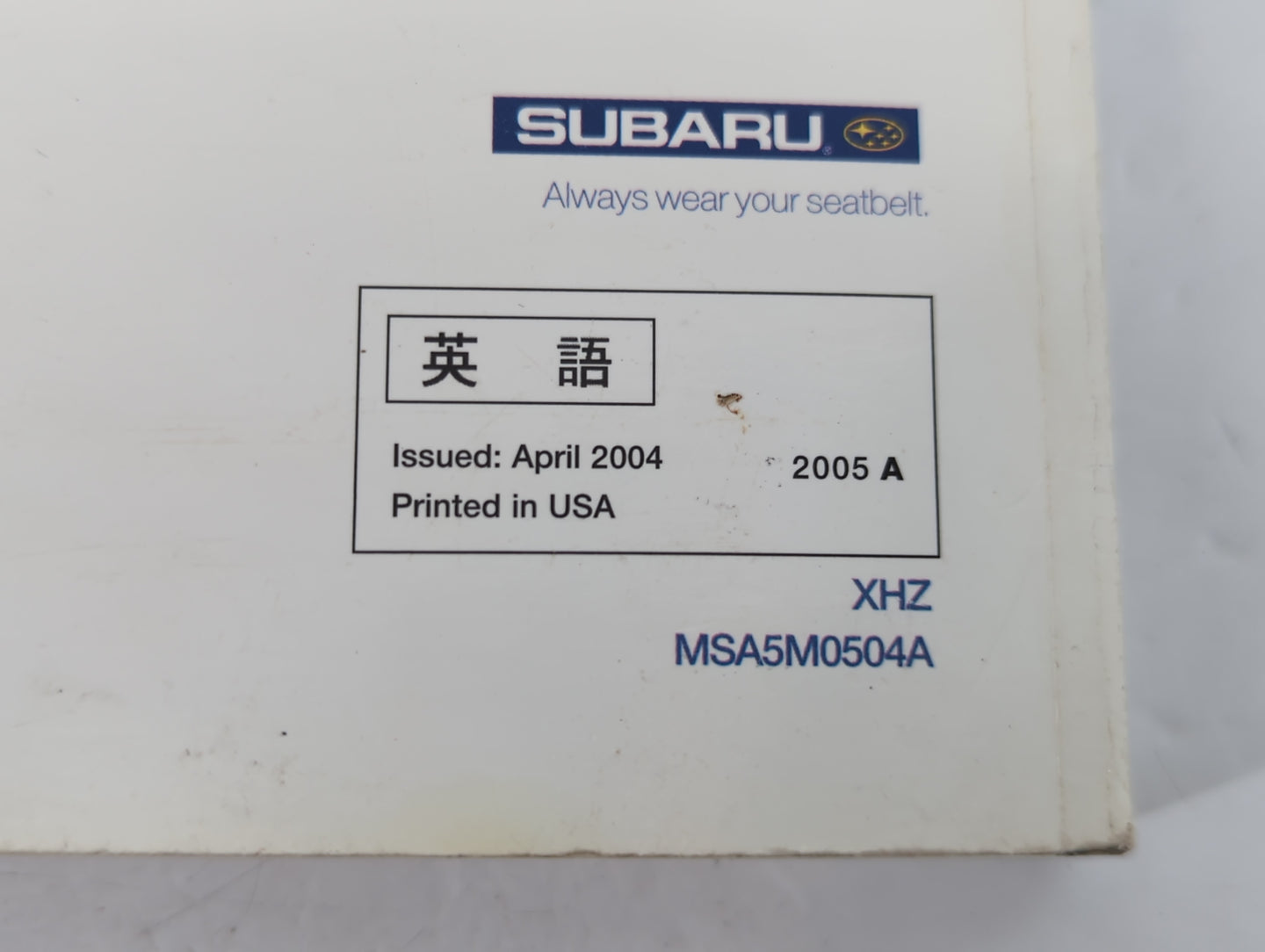 2005 Subaru Legacy Owners Manual Book Guide P/N:MSA5M0504A OEM Used Auto Parts - Oemusedautoparts1.com