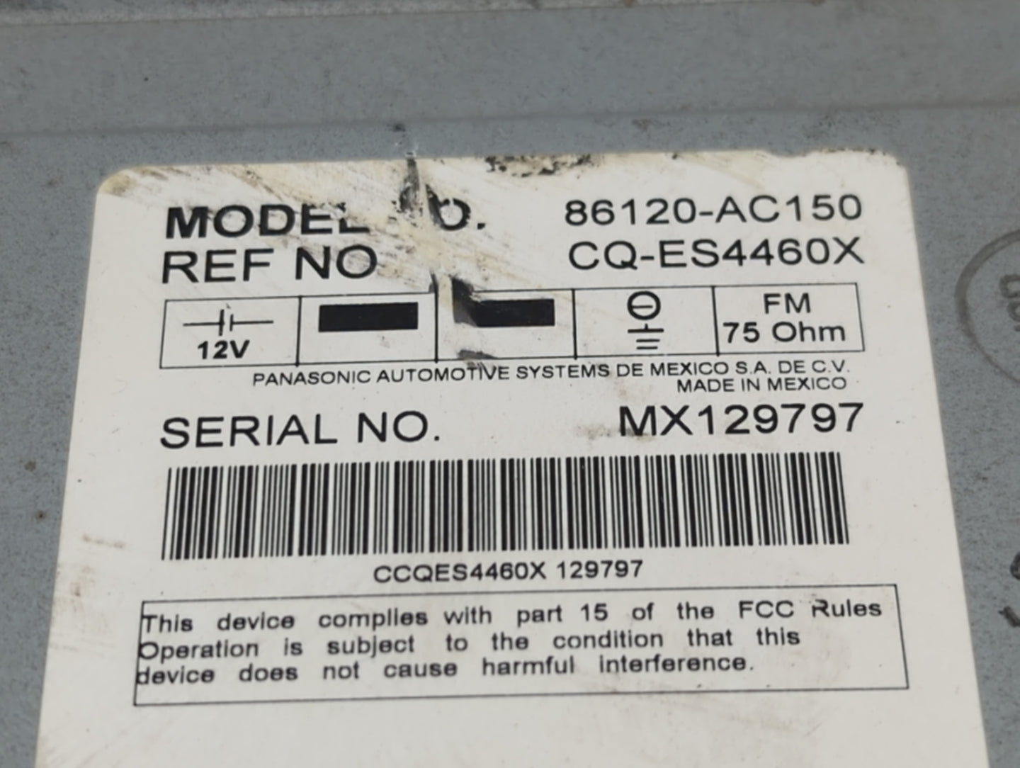 2005-2007 Toyota Avalon Radio AM FM Cd Player Receiver Replacement P/N:86120-AC150 Fits Fits 2005 2006 2007 OEM Used Auto Pa
